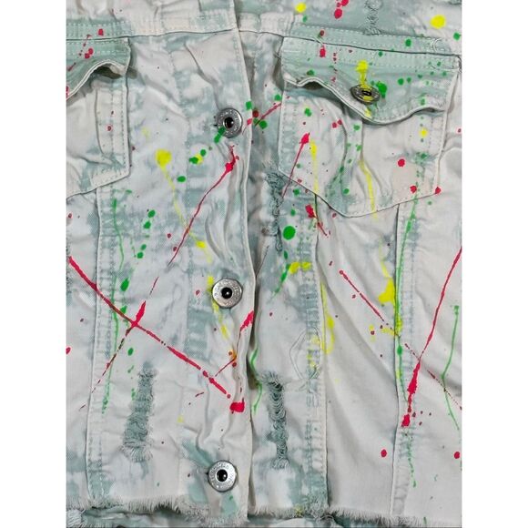 Red Fox Denim Destress Tie Dye Womens Jacket Size S Unique - Picture 6 of 11